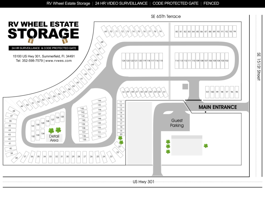 RV Wheel Estate Storage - Facility Map